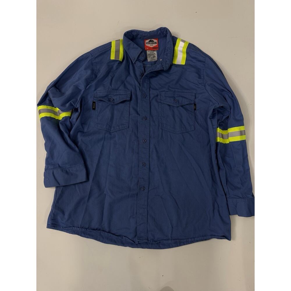 Steelguard FR Pro Enhanced Visibility Work Shirt Blue NWOT 1XLR NWOT